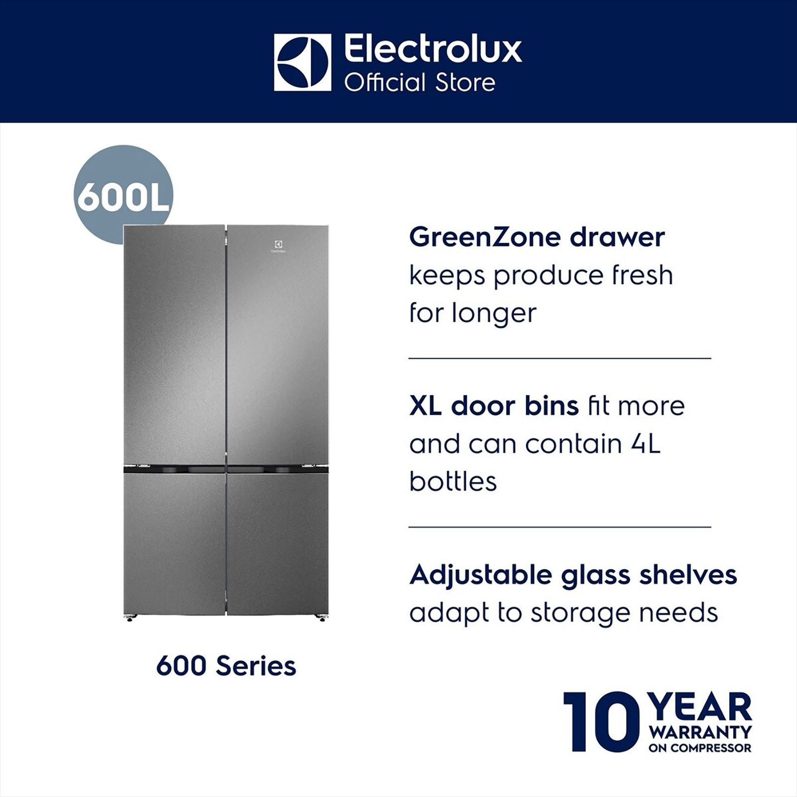Buy Electrolux 600 Series 547 Litres 4 Star Frost Free French Door